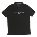 TOMMY HILFIGER Mens Black Short Sleeve Logo Polo Shirt M Cotton Blend Casual