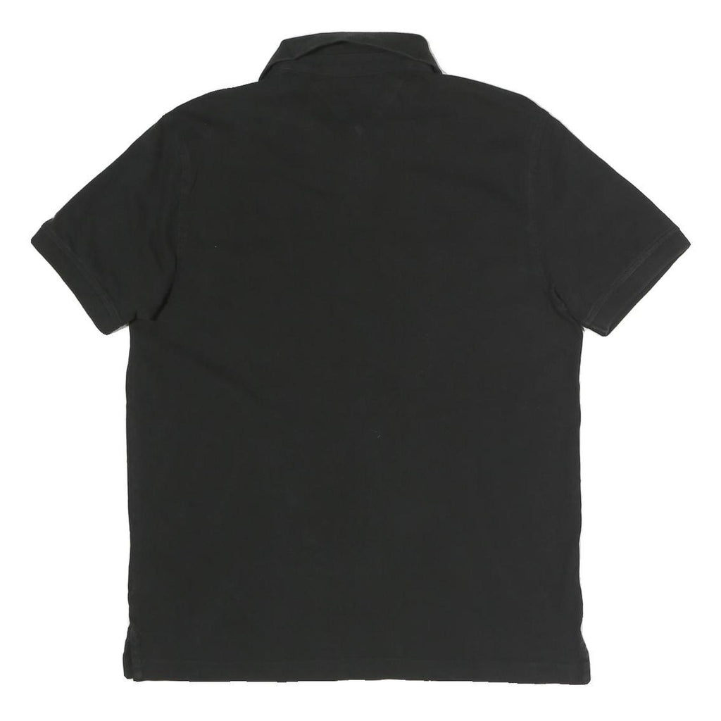 TOMMY HILFIGER Mens Black Short Sleeve Logo Polo Shirt M Cotton Blend Casual