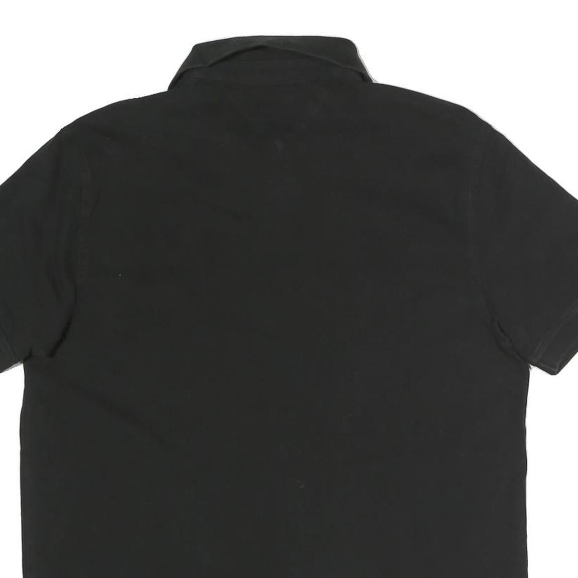 TOMMY HILFIGER Mens Black Short Sleeve Logo Polo Shirt M Cotton Blend Casual