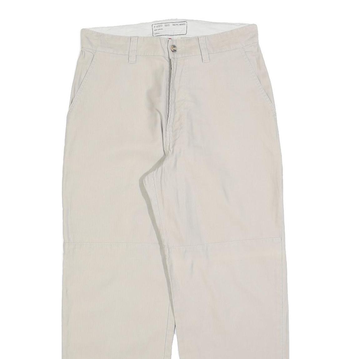 PACIFIC WAVES Womens Cotton Blend White Regular Straight Trousers W32 L27 Casual