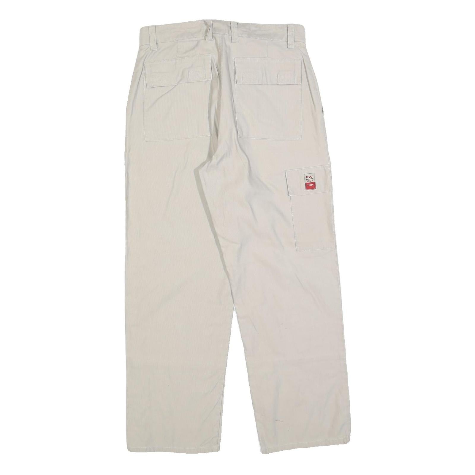 PACIFIC WAVES Womens Cotton Blend White Regular Straight Trousers W32 L27 Casual