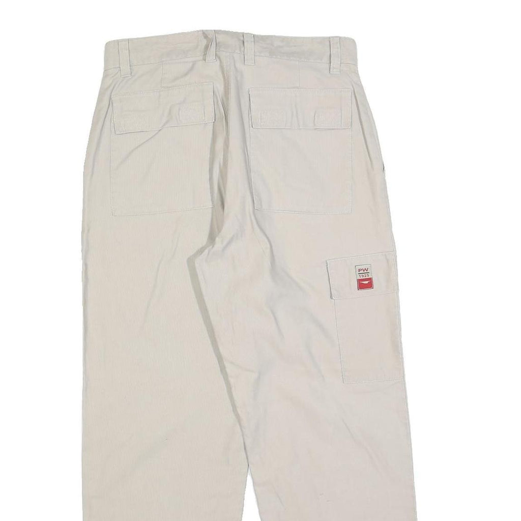 PACIFIC WAVES Womens Cotton Blend White Regular Straight Trousers W32 L27 Casual