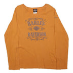 HARLEY DAVIDSON Womens Orange Long Sleeve Crew Neck T-Shirt XL Glitter Logo