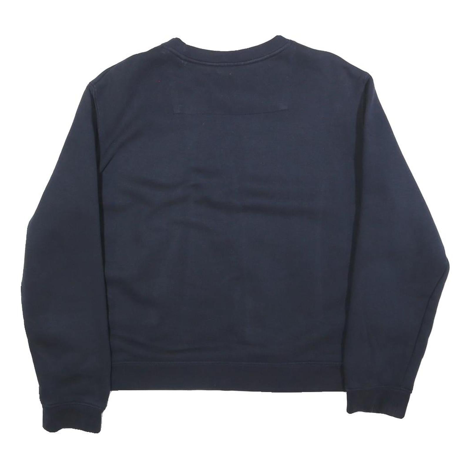 GUESS Womens Navy Blue Sweatshirt M Crew Neck Cotton Logo Print