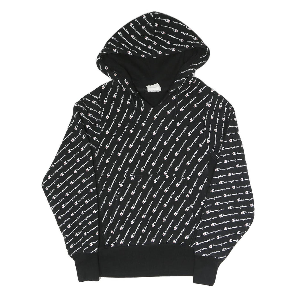 CHAMPION REVERSE WEAVE Mens Black All Over Print Pullover Hoodie S