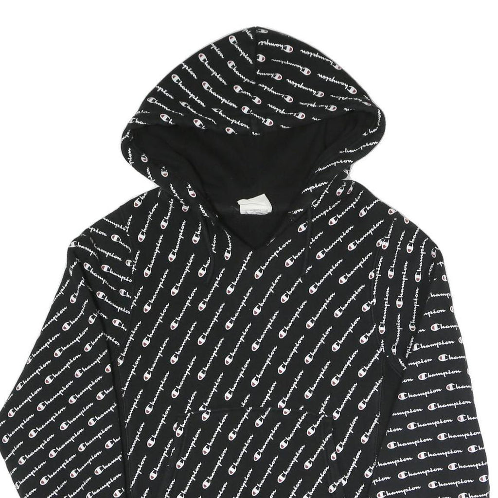 CHAMPION REVERSE WEAVE Mens Black All Over Print Pullover Hoodie S