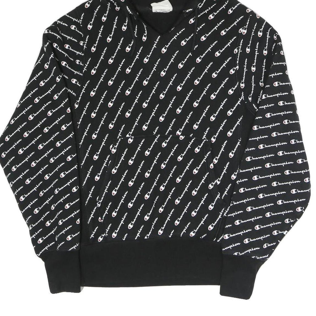 CHAMPION REVERSE WEAVE Mens Black All Over Print Pullover Hoodie S