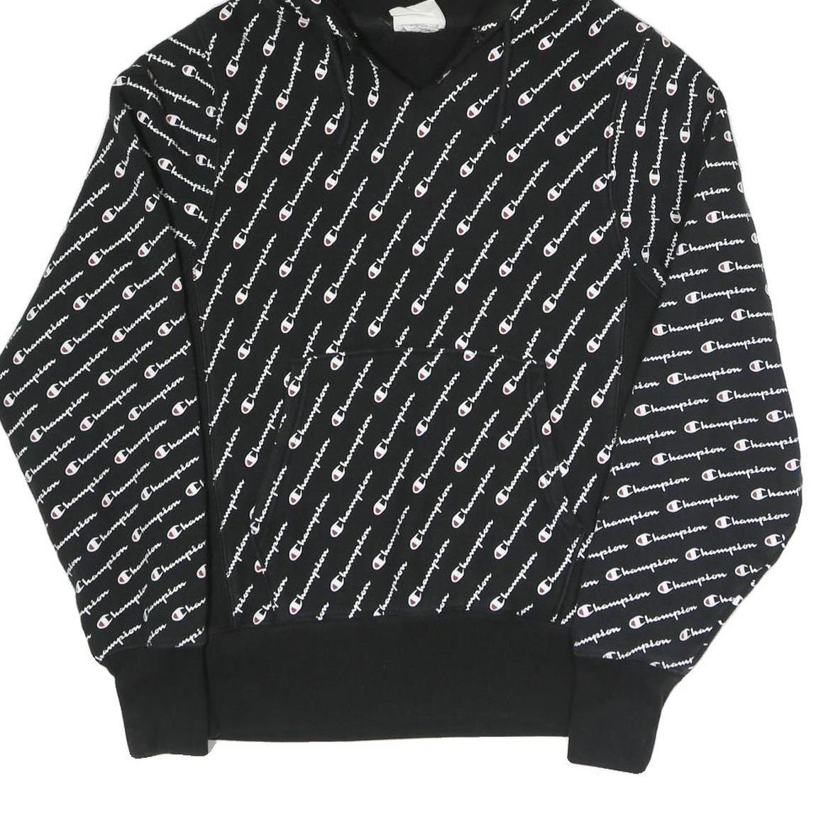 CHAMPION REVERSE WEAVE Mens Black All Over Print Pullover Hoodie S