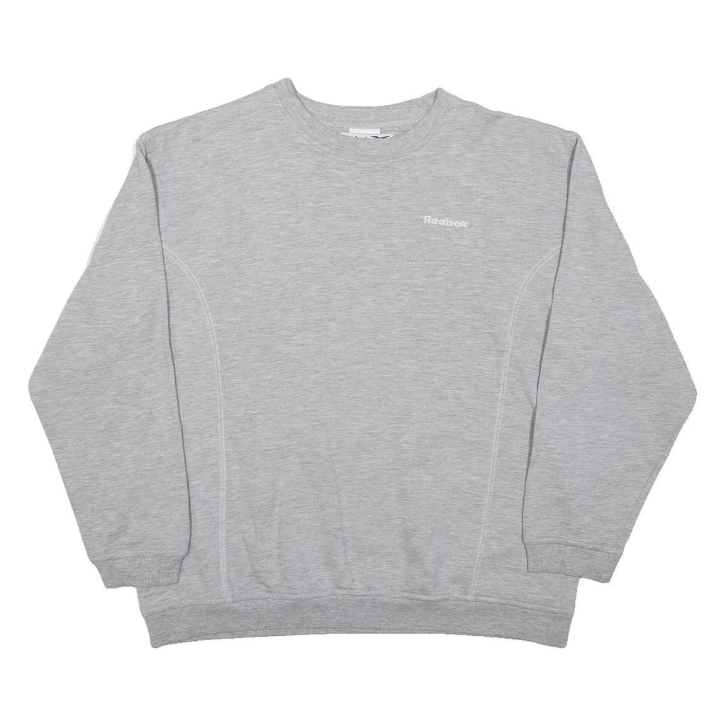 REEBOK Womens Grey Crew Neck M Cotton Blend Sweatshirt Casual Pullover