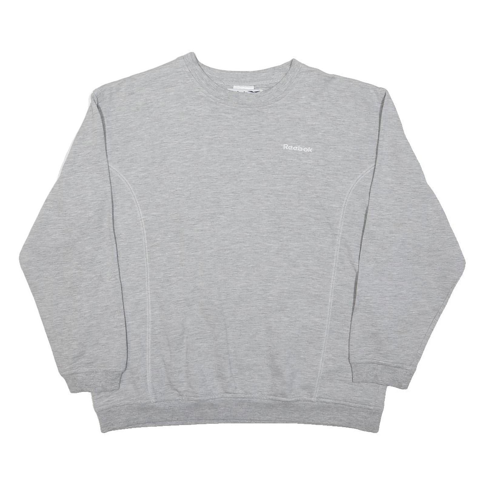 REEBOK Womens Grey Crew Neck M Cotton Blend Sweatshirt Casual Pullover