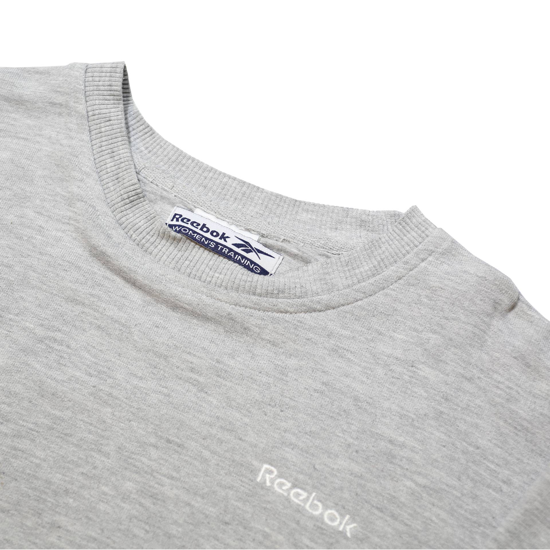 REEBOK Womens Grey Crew Neck M Cotton Blend Sweatshirt Casual Pullover