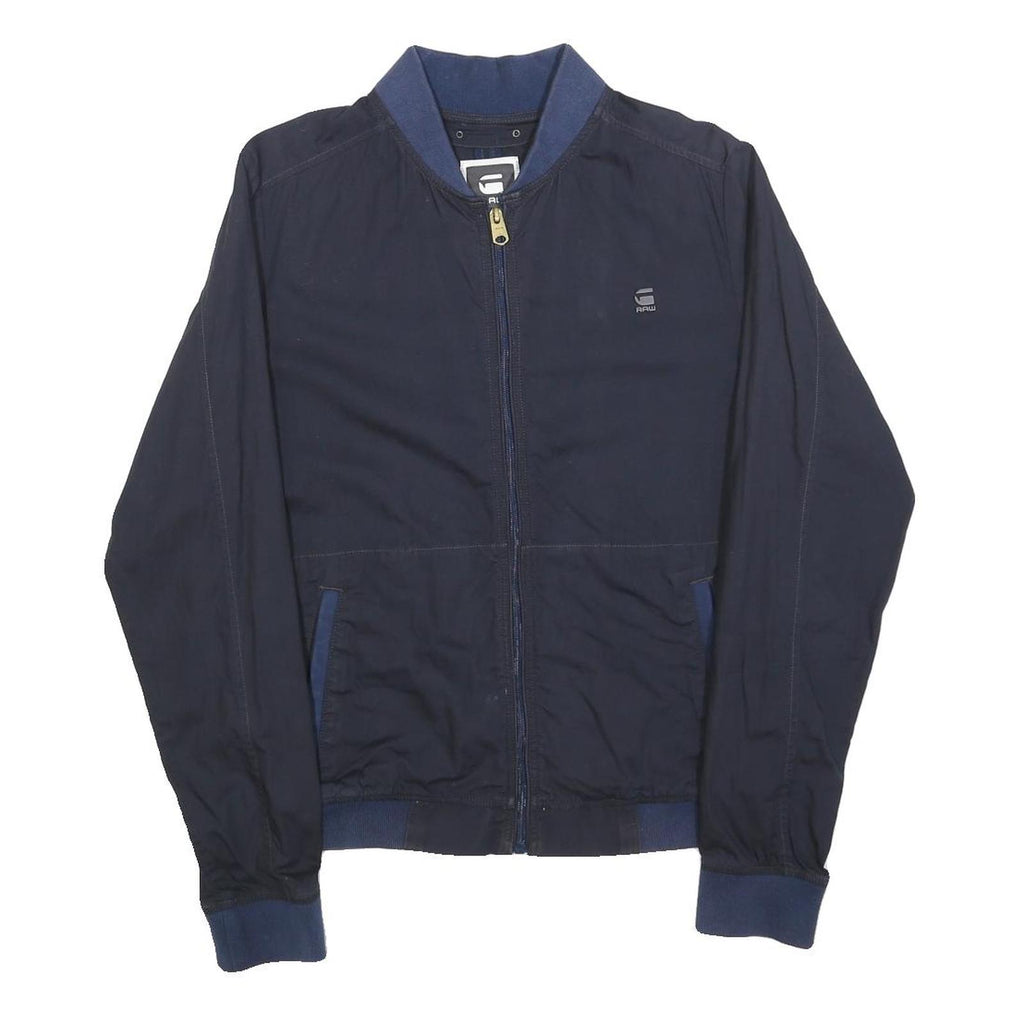 G-STAR Mens Navy Blue Bomber Jacket S Cotton Blend Zip Plain Stylish Lightweight