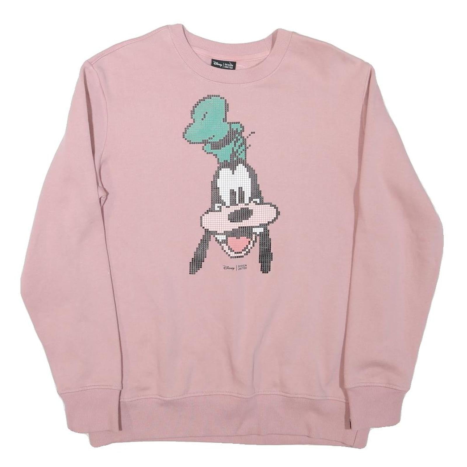 DISNEY Mens Pink Goofy Character Crew Neck L Cotton Blend Sweatshirt