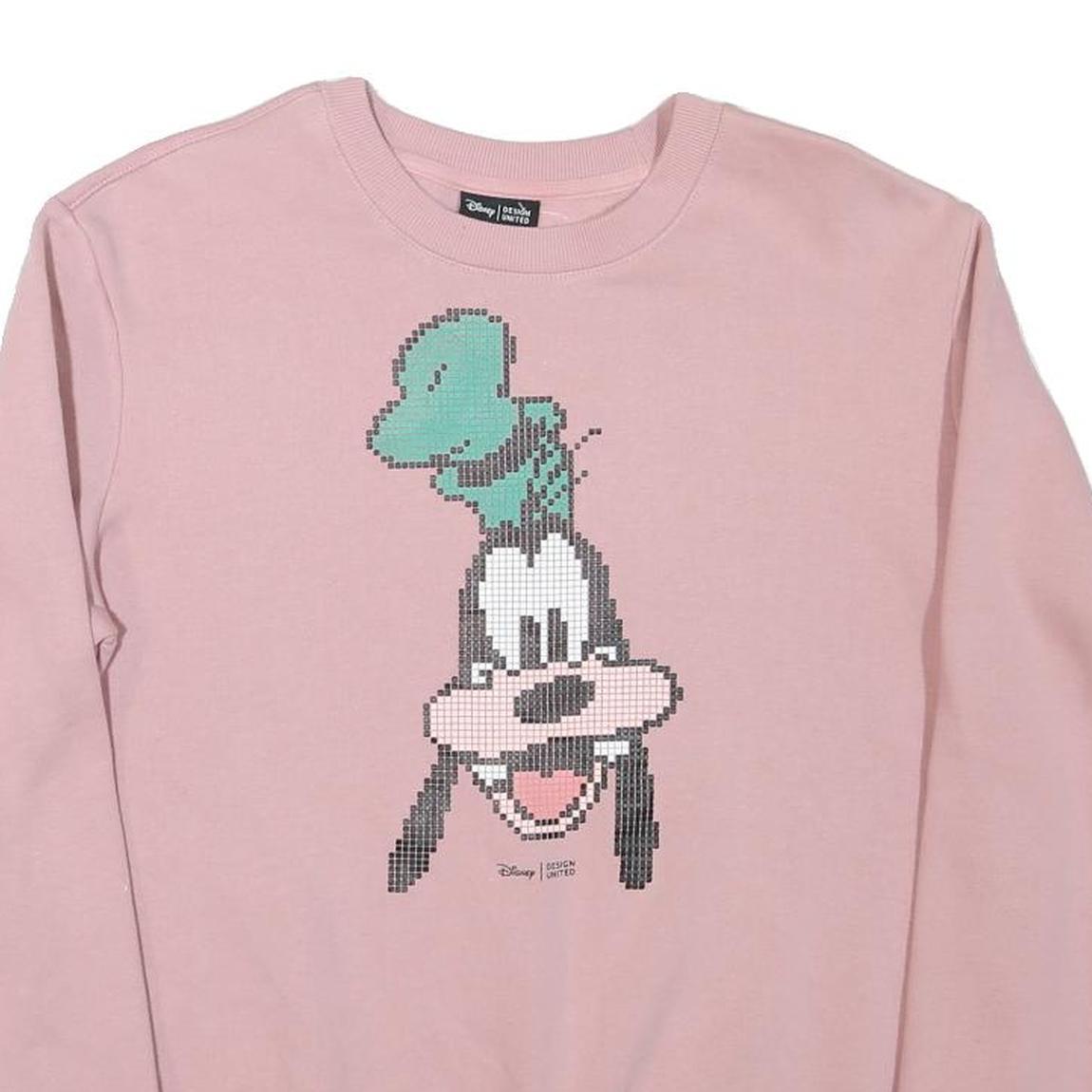 DISNEY Mens Pink Goofy Character Crew Neck L Cotton Blend Sweatshirt