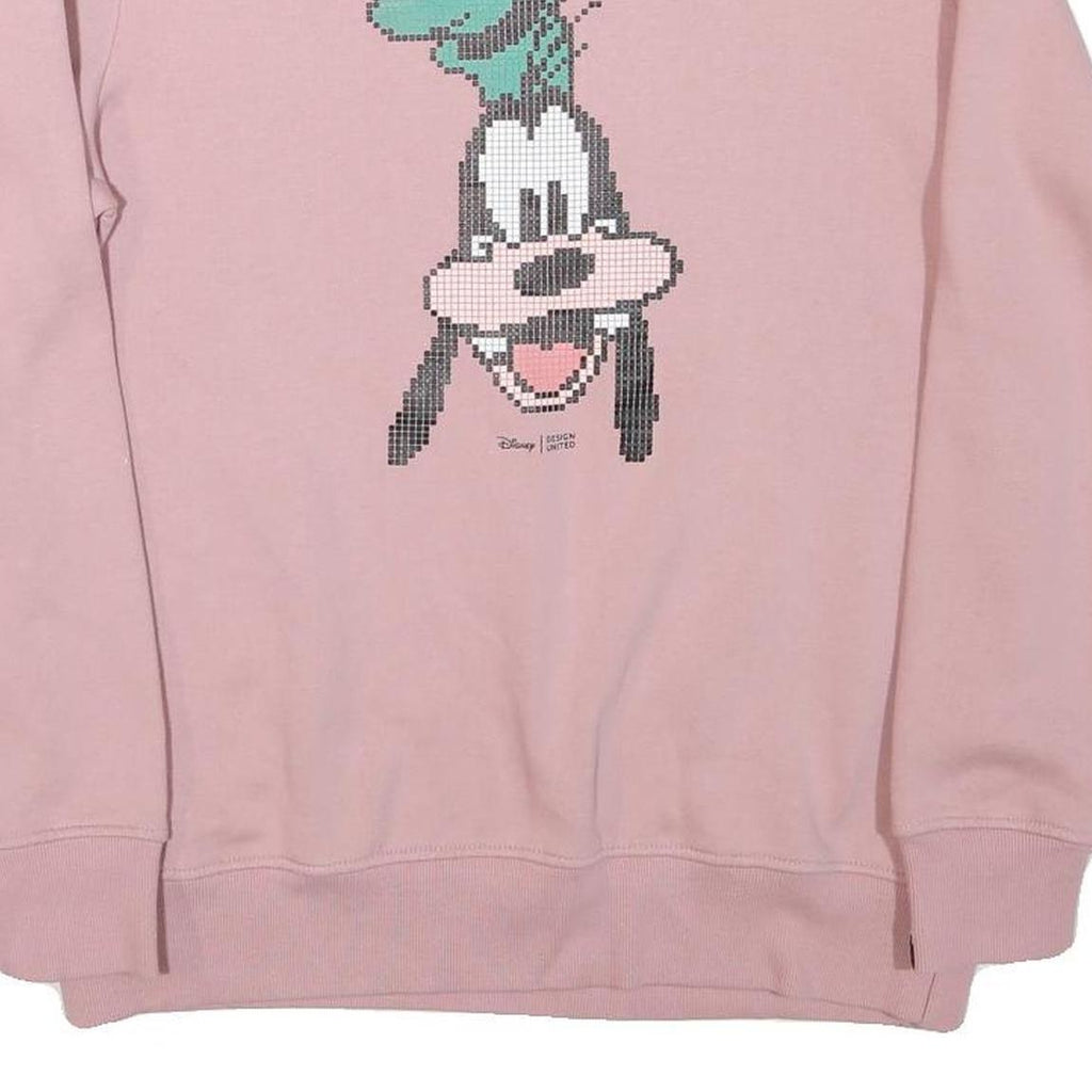 DISNEY Mens Pink Goofy Character Crew Neck L Cotton Blend Sweatshirt