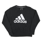 ADIDAS Womens Black Cotton Blend Crew Neck Sweatshirt XS Logo Print