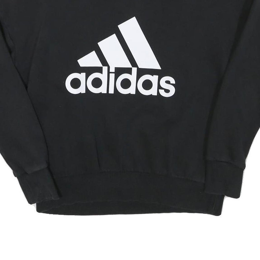 ADIDAS Womens Black Cotton Blend Crew Neck Sweatshirt XS Logo Print