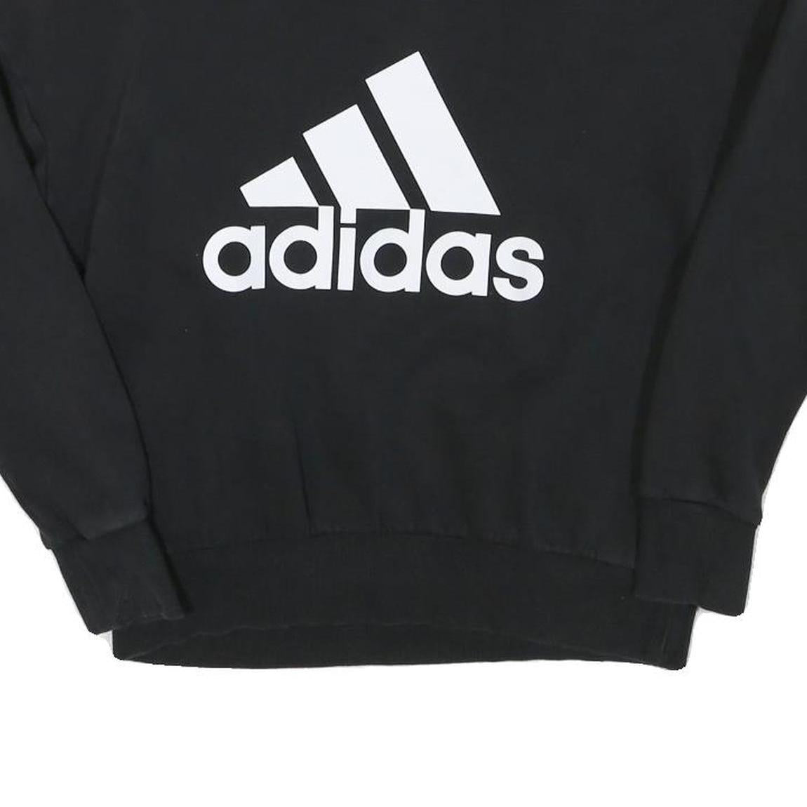 ADIDAS Womens Black Cotton Blend Crew Neck Sweatshirt XS Logo Print