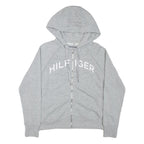 TOMMY HILFIGER Womens Grey Zip Up Hoodie XL Cotton Blend Casual Sweatshirt