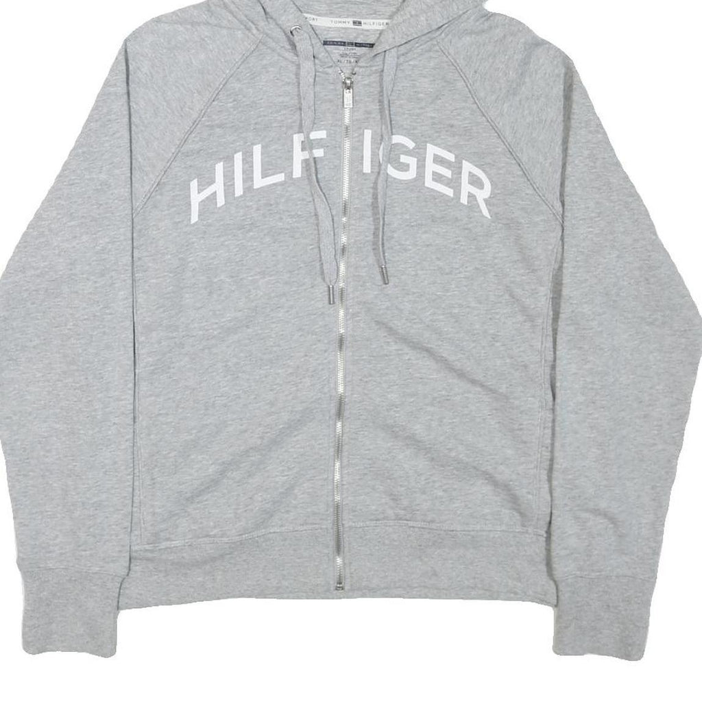 TOMMY HILFIGER Womens Grey Zip Up Hoodie XL Cotton Blend Casual Sweatshirt