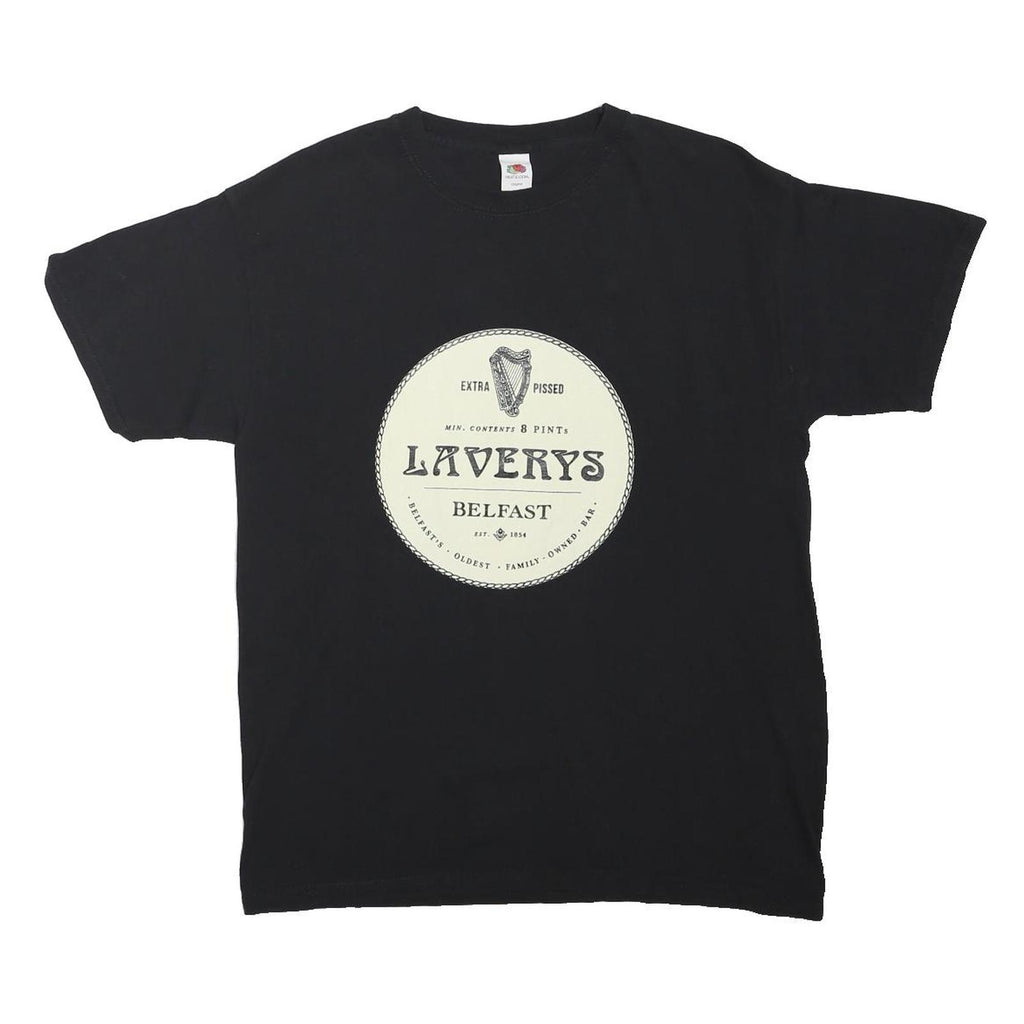 FRUIT OF THE LOOM Mens Black Laverys Belfast Graphic T-Shirt M Short Sleeve Crew
