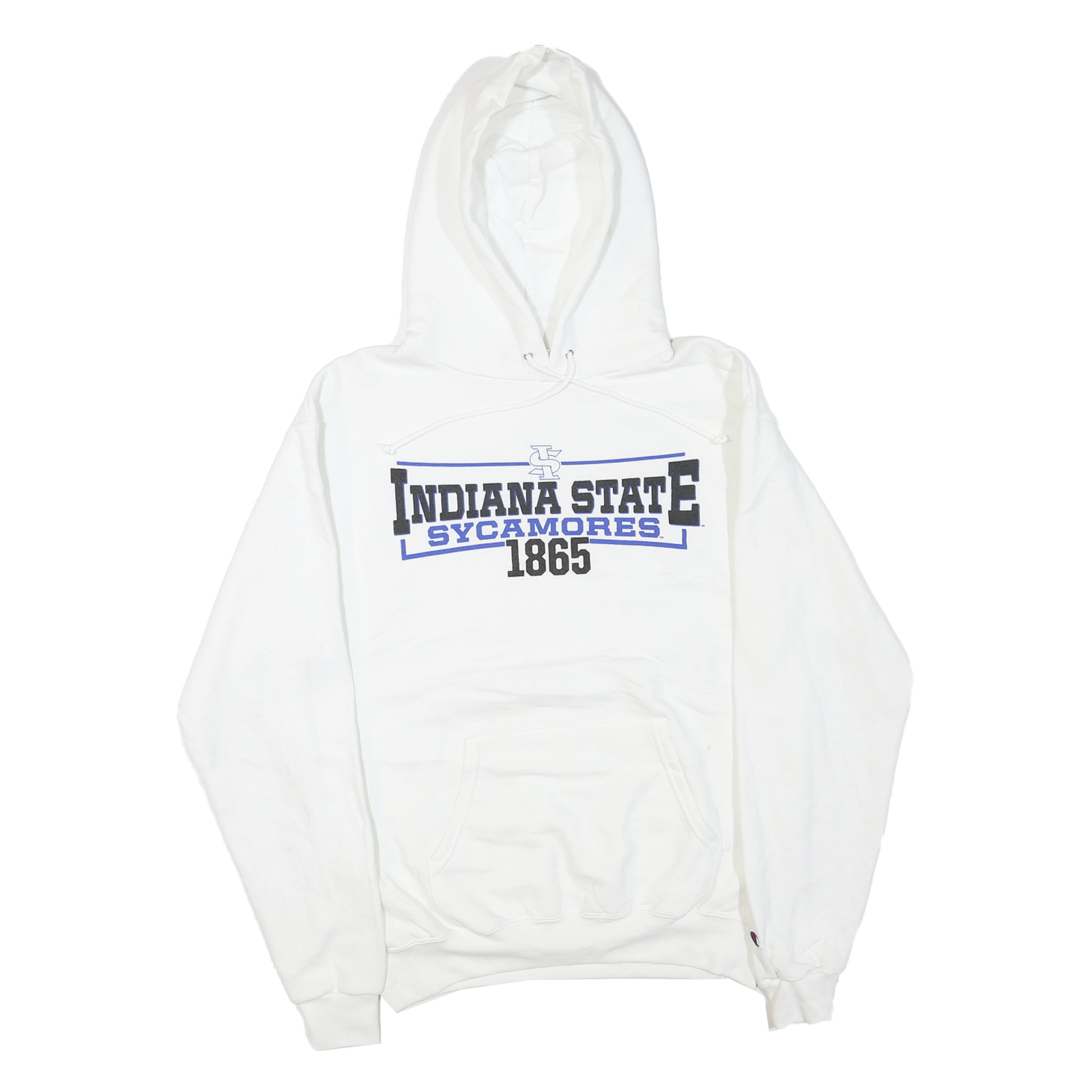 CHAMPION Mens White Indiana State Sycamores Pullover Hoodie M Cotton Blend