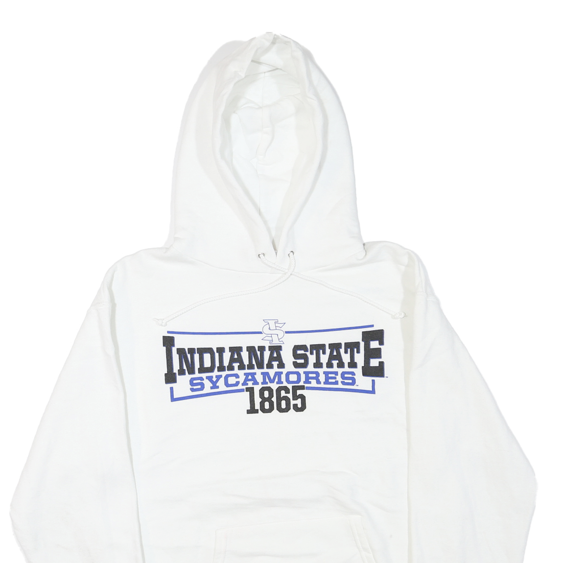 CHAMPION Mens White Indiana State Sycamores Pullover Hoodie M Cotton Blend
