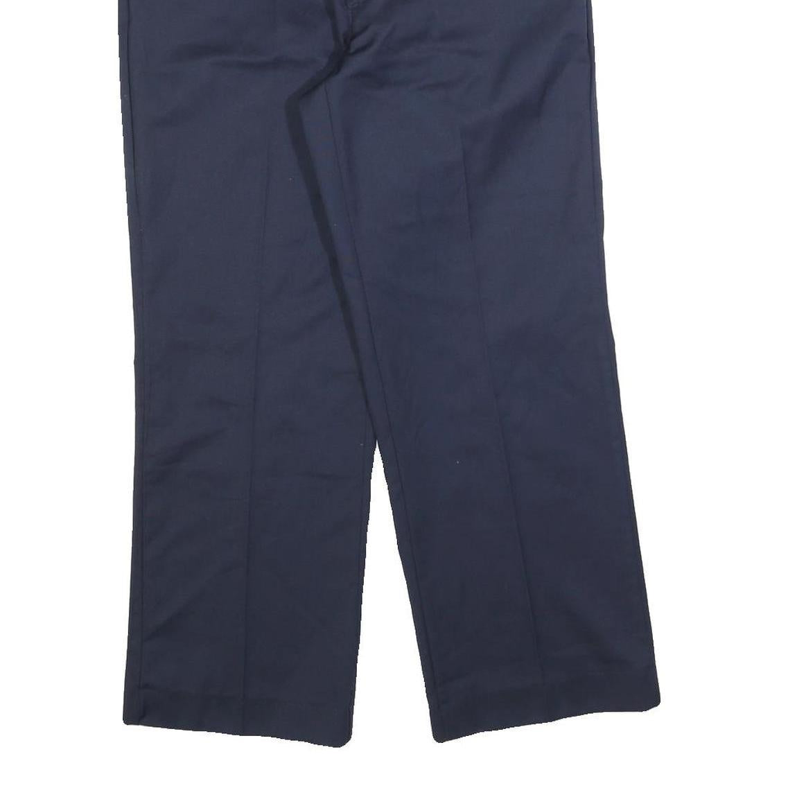 REED Mens Cotton Blend Navy Regular Straight Trousers W32 L27 Classic Zip