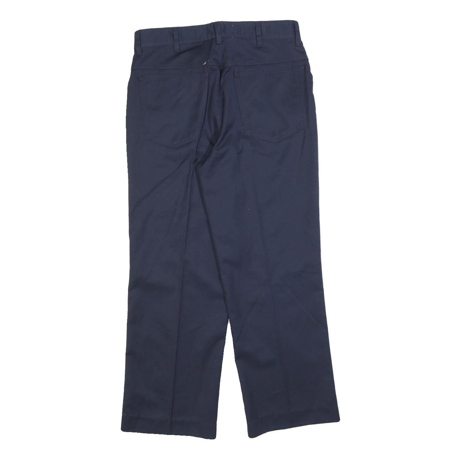REED Mens Cotton Blend Navy Regular Straight Trousers W32 L27 Classic Zip