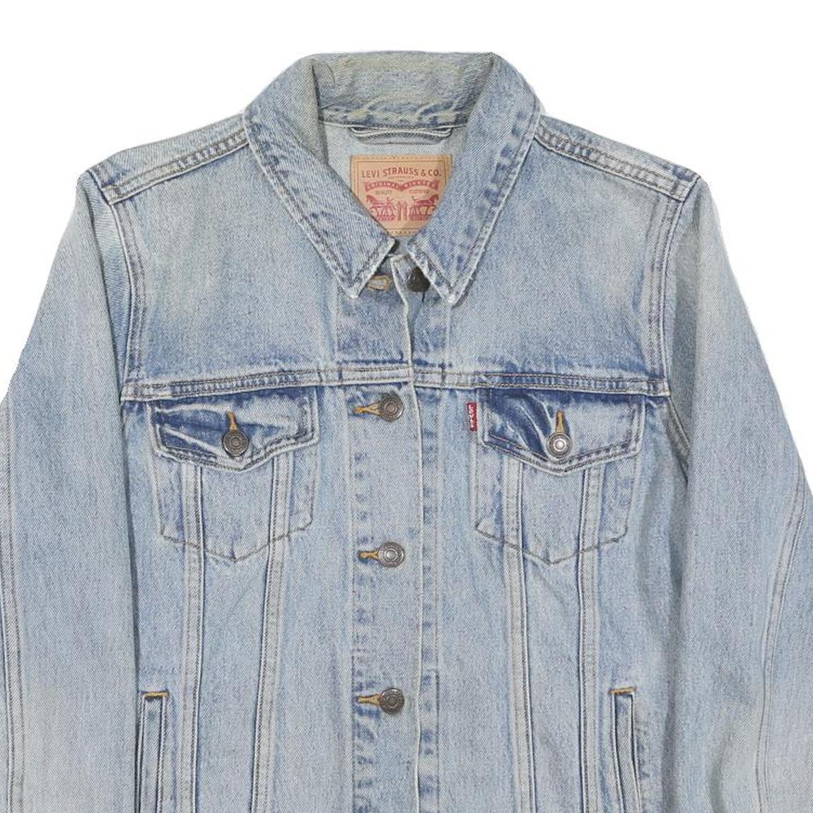 LEVI'S Womens Blue Denim Jacket L Cotton Blend Button Closure Classic Fit