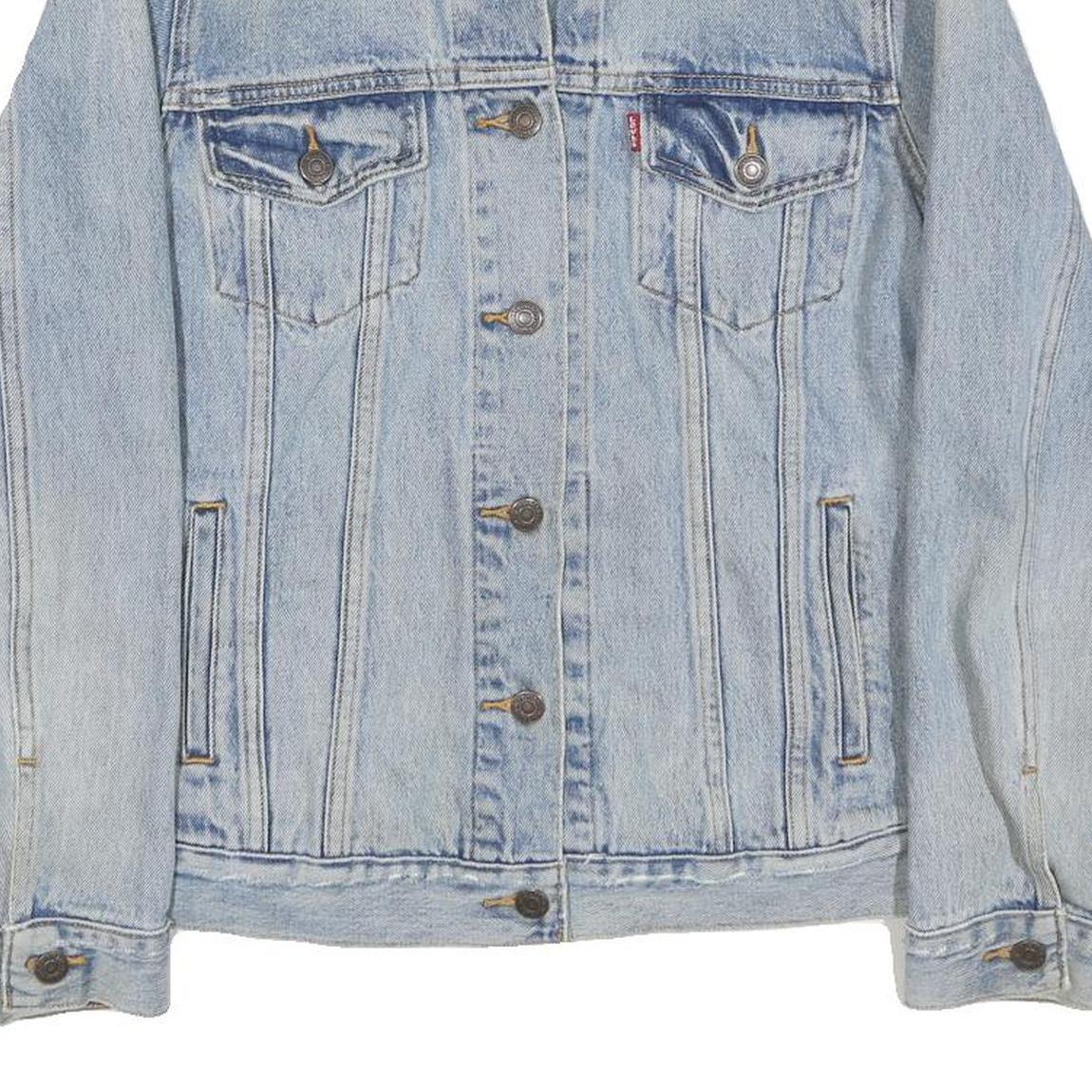 LEVI'S Womens Blue Denim Jacket L Cotton Blend Button Closure Classic Fit