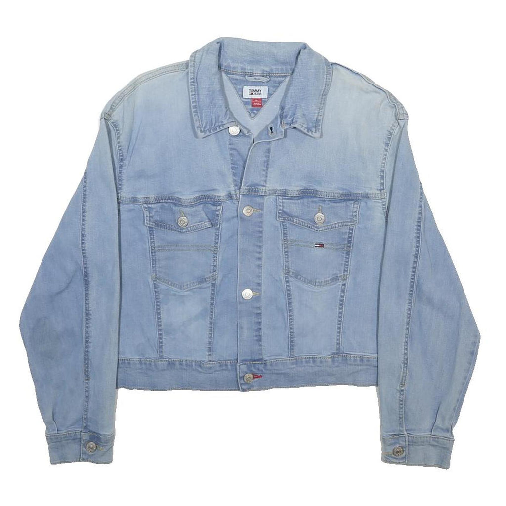TOMMY JEANS Womens Blue Denim Jacket M Button Plain Classic Casual Retro