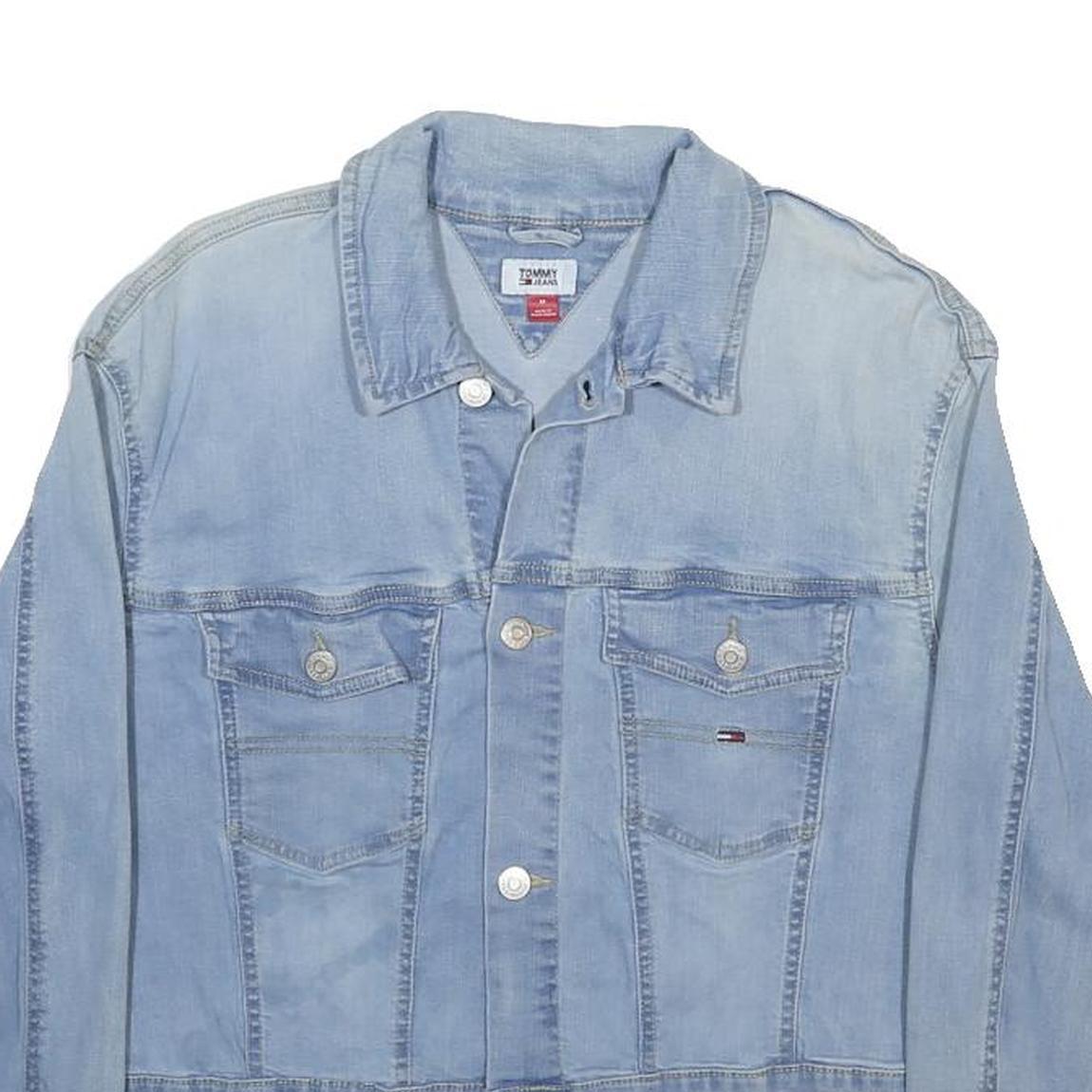 TOMMY JEANS Womens Blue Denim Jacket M Button Plain Classic Casual Retro