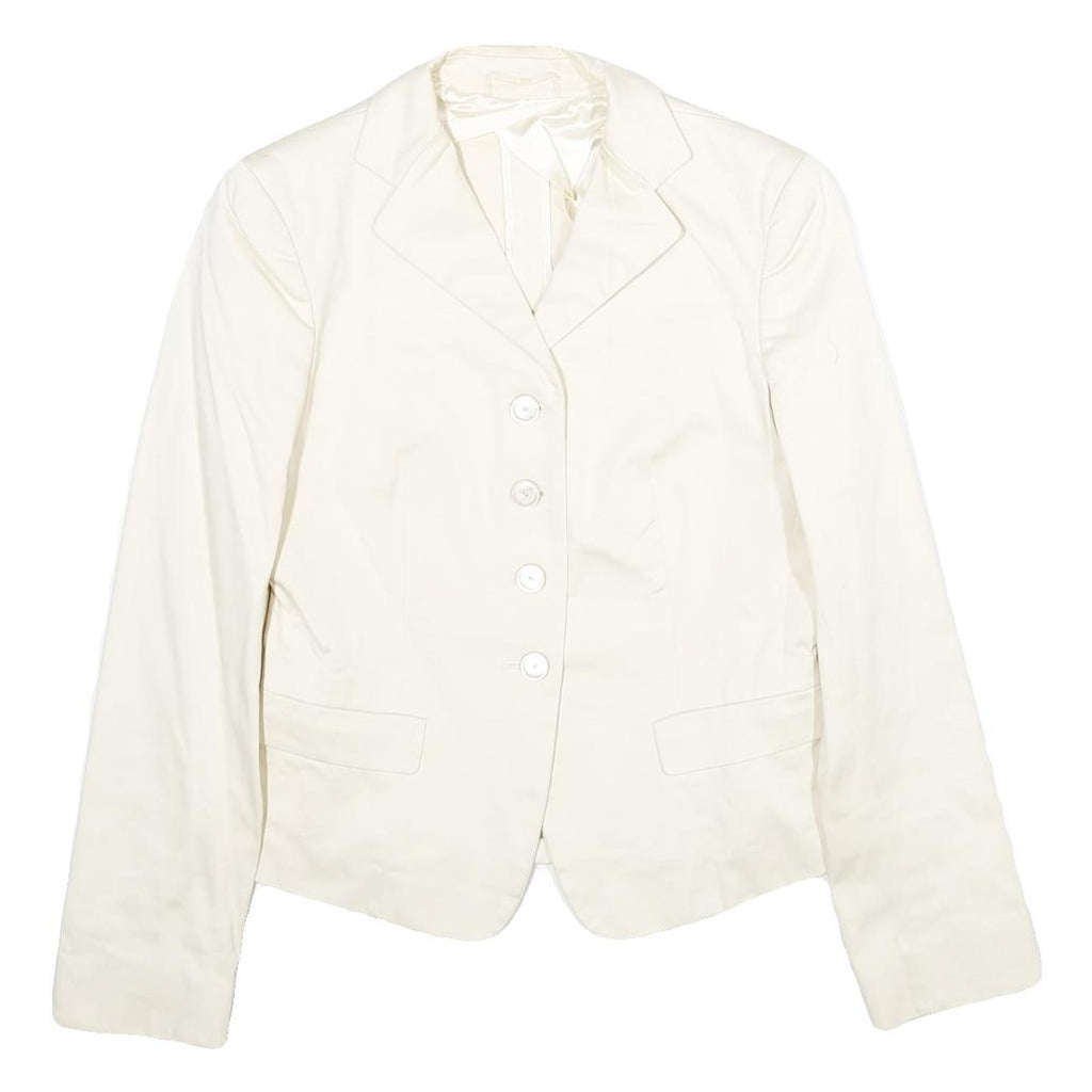 MAX MARA Womens Cream Cotton Blend Tailored Jacket UK 6 Button Plain Elegant