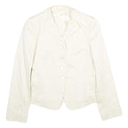 MAX MARA Womens Cream Cotton Blend Tailored Jacket UK 6 Button Plain Elegant