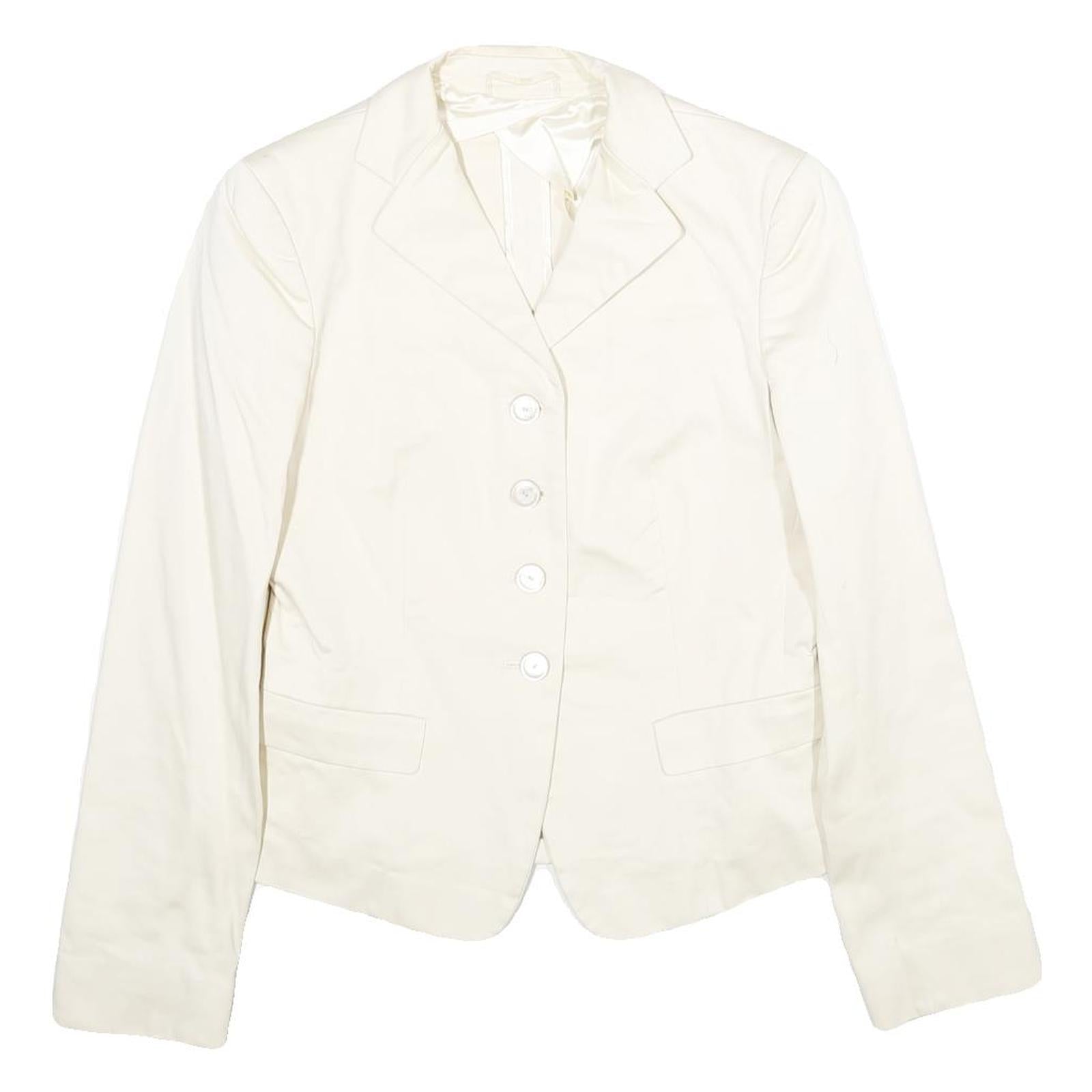 MAX MARA Womens Cream Cotton Blend Tailored Jacket UK 6 Button Plain Elegant