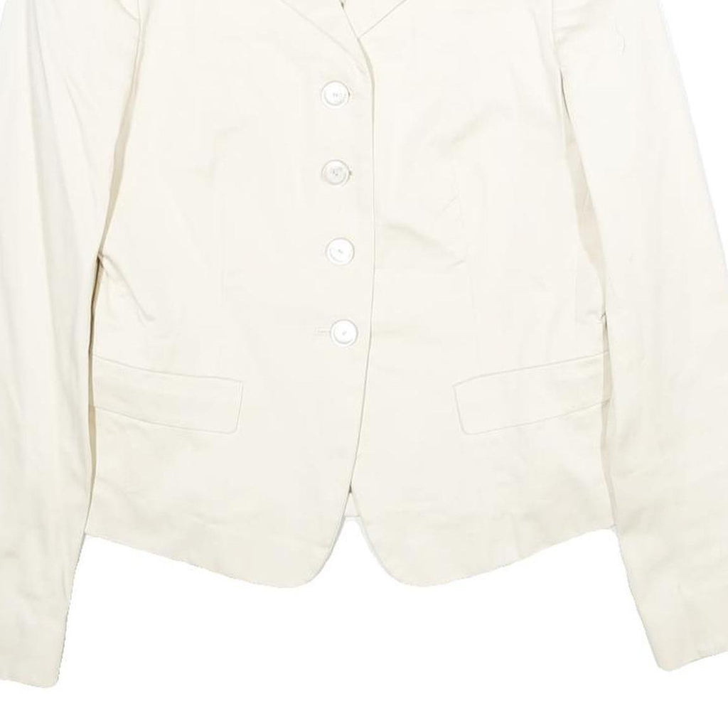 MAX MARA Womens Cream Cotton Blend Tailored Jacket UK 6 Button Plain Elegant