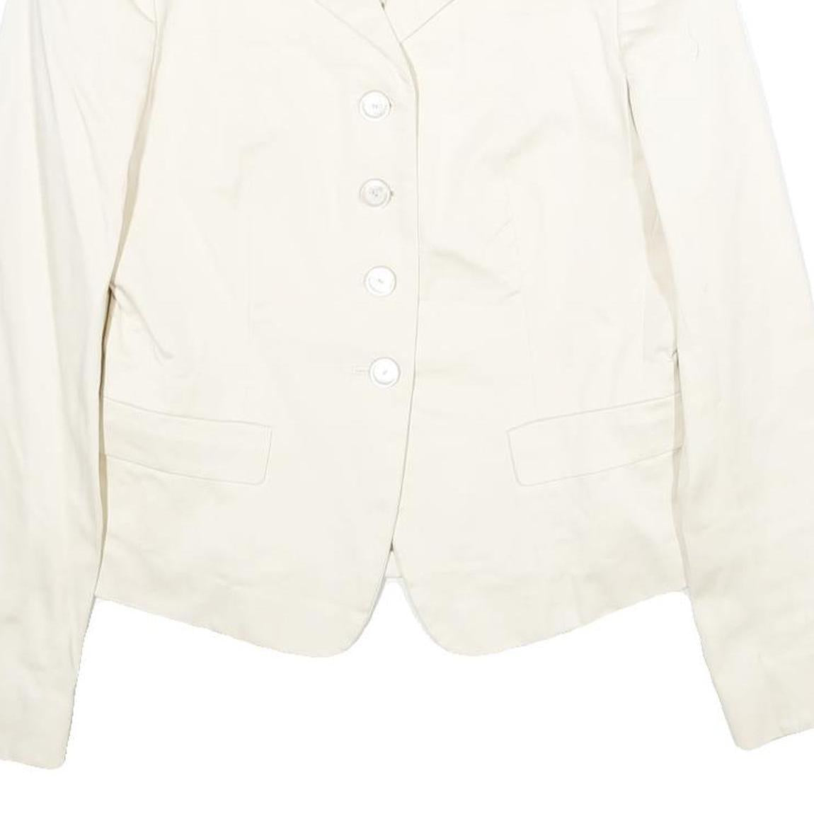 MAX MARA Womens Cream Cotton Blend Tailored Jacket UK 6 Button Plain Elegant
