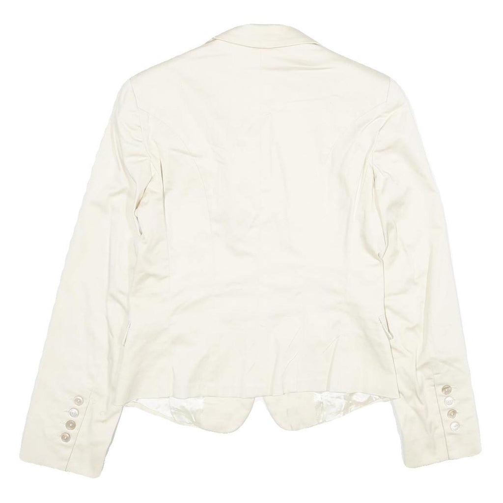 MAX MARA Womens Cream Cotton Blend Tailored Jacket UK 6 Button Plain Elegant