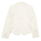 MAX MARA Womens Cream Cotton Blend Tailored Jacket UK 6 Button Plain Elegant