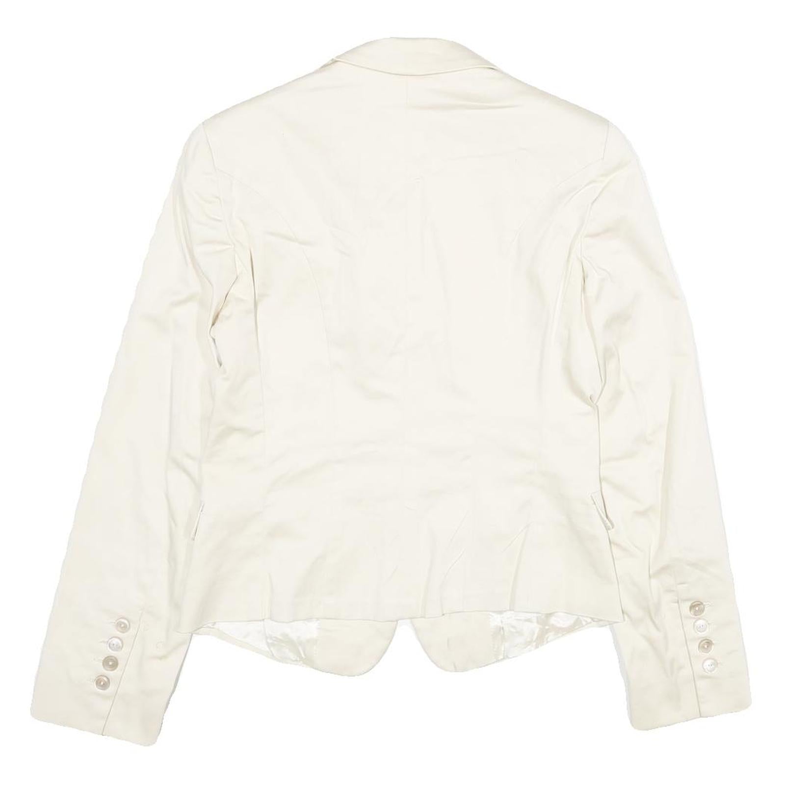 MAX MARA Womens Cream Cotton Blend Tailored Jacket UK 6 Button Plain Elegant