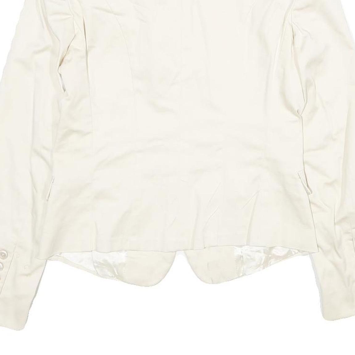 MAX MARA Womens Cream Cotton Blend Tailored Jacket UK 6 Button Plain Elegant