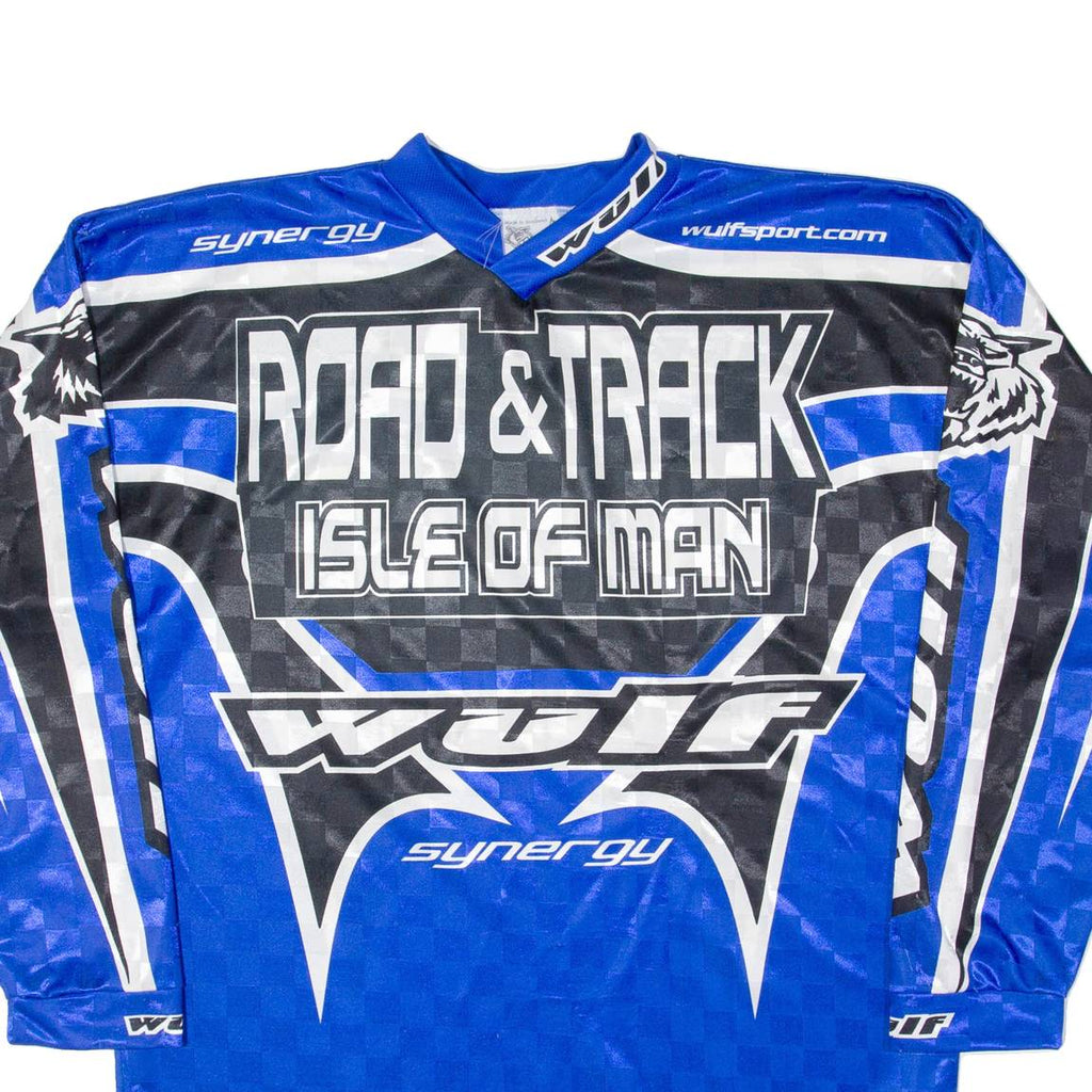 WULFSPORT Mens Jersey Blue Long Sleeve V-Neck M