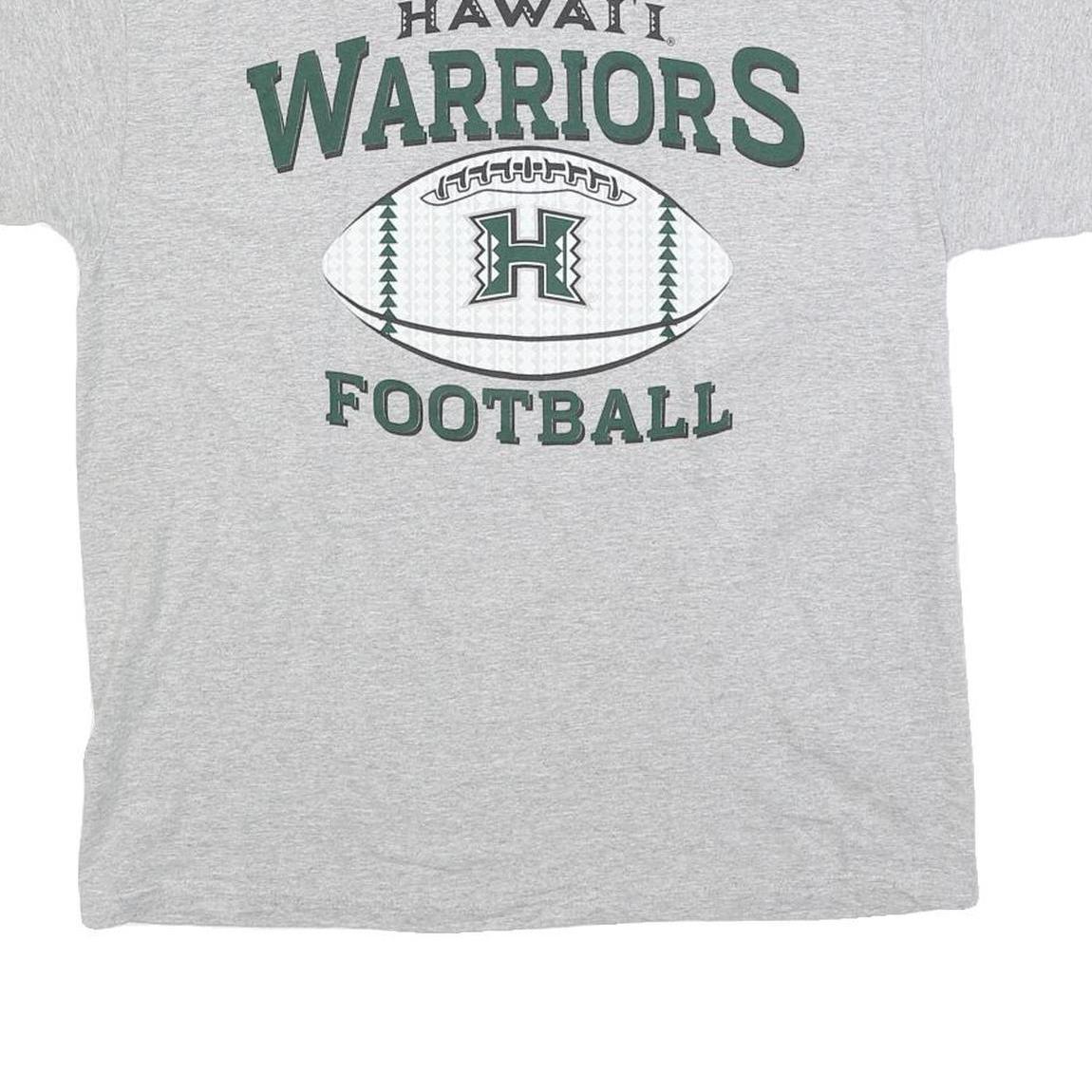 HANES Mens Grey Hawaii Warriors Football Graphic T-Shirt L Short Sleeve Crew