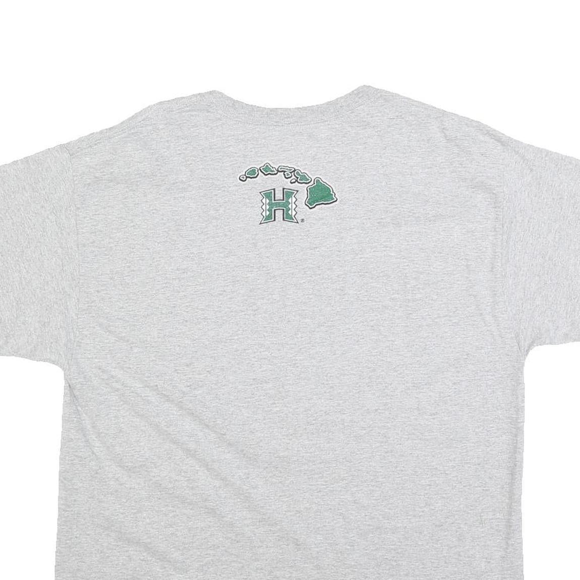 HANES Mens Grey Hawaii Warriors Football Graphic T-Shirt L Short Sleeve Crew