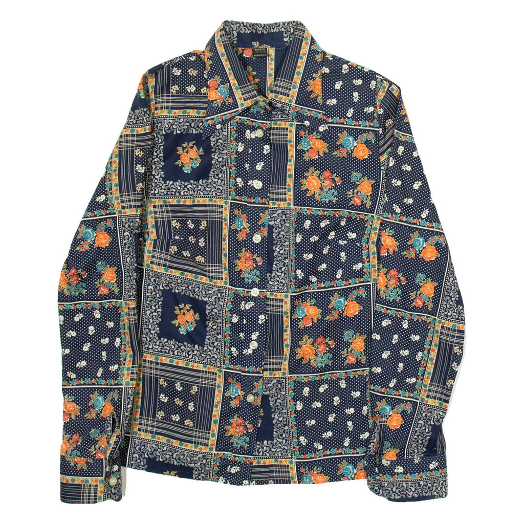 MODEL NICOLE Womens Shirt Blue Floral Long Sleeve S