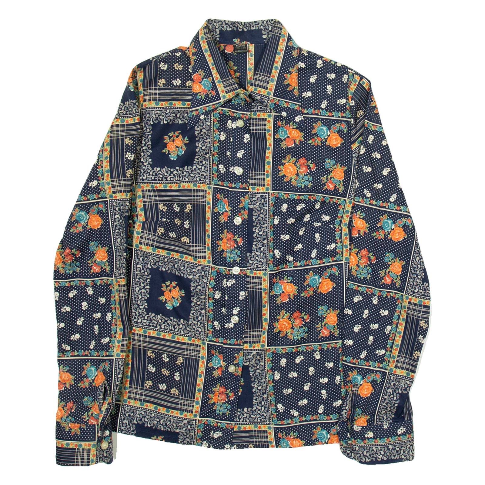 MODEL NICOLE Womens Shirt Blue Floral Long Sleeve S