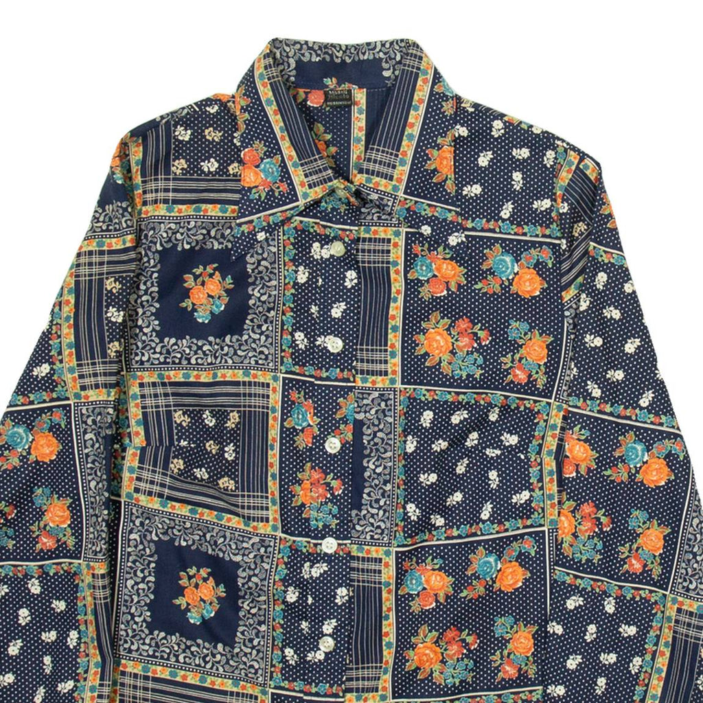 MODEL NICOLE Womens Shirt Blue Floral Long Sleeve S