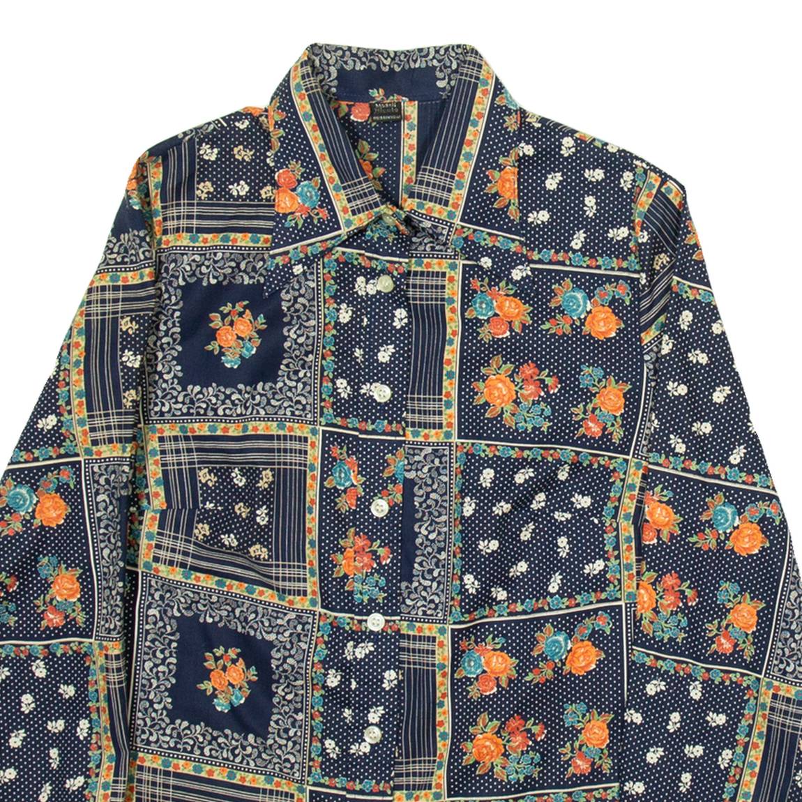 MODEL NICOLE Womens Shirt Blue Floral Long Sleeve S