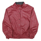 Womens Red Button Jacket M Plain Classic Fit Stand-Up Collar Stylish Outerwear
